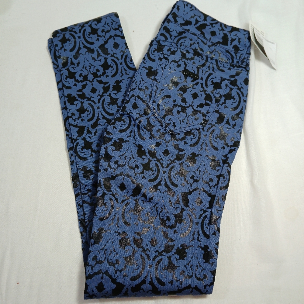 G by Guess Blue & Black Patterned Skinny Jeans Women's Size 24